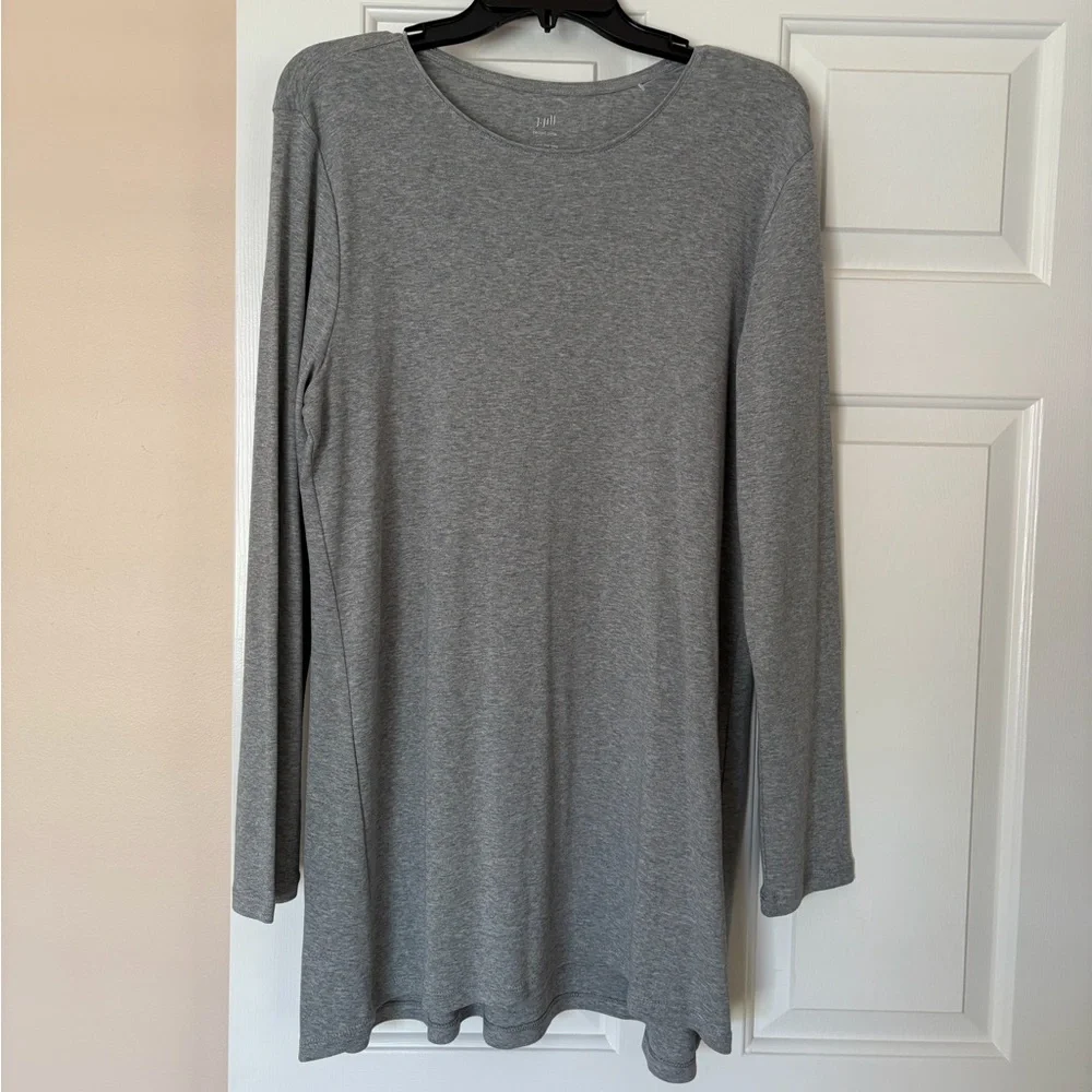 J. Jill Gray Fitted Long Sleeve Tunic Top - Picture 1 of 2